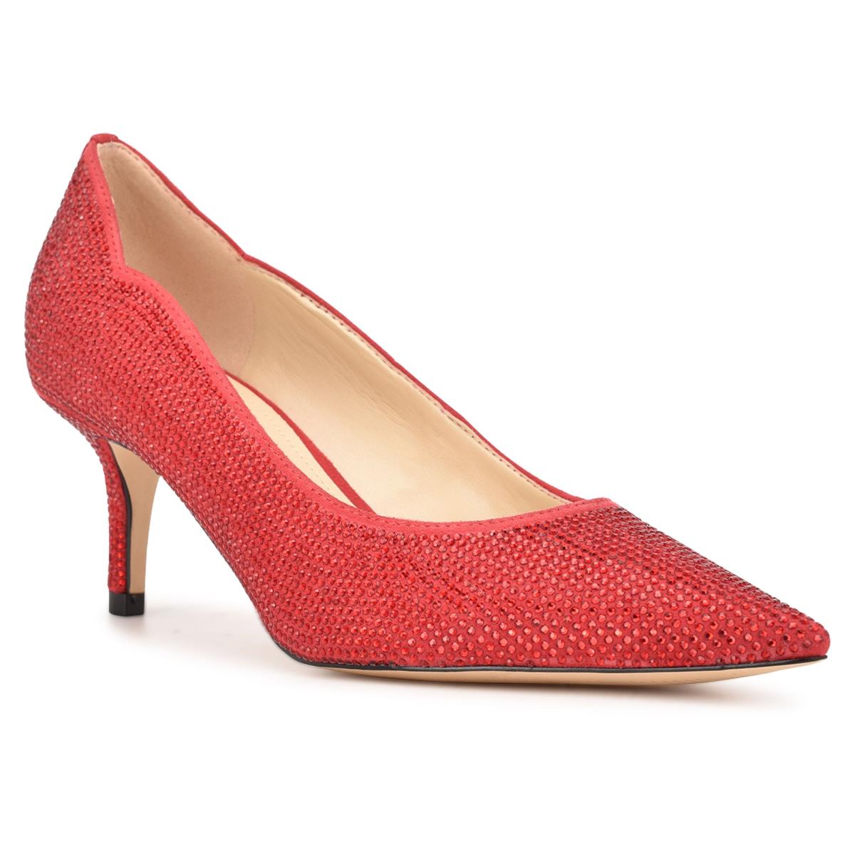 Women's Nine West Abaline Rhinestone Pointy Toe Pumps Red | KBRU16924