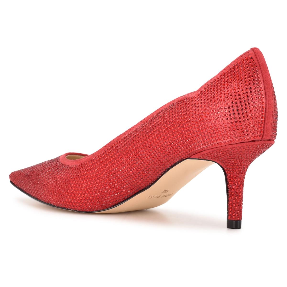 Women's Nine West Abaline Rhinestone Pointy Toe Pumps Red | KBRU16924