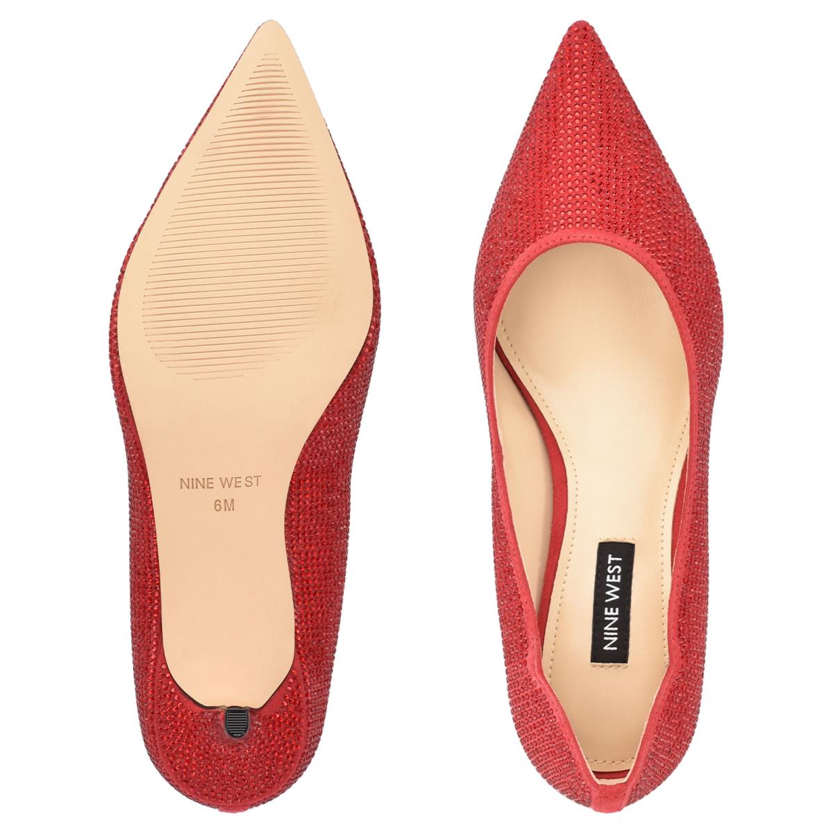 Women's Nine West Abaline Rhinestone Pointy Toe Pumps Red | KBRU16924