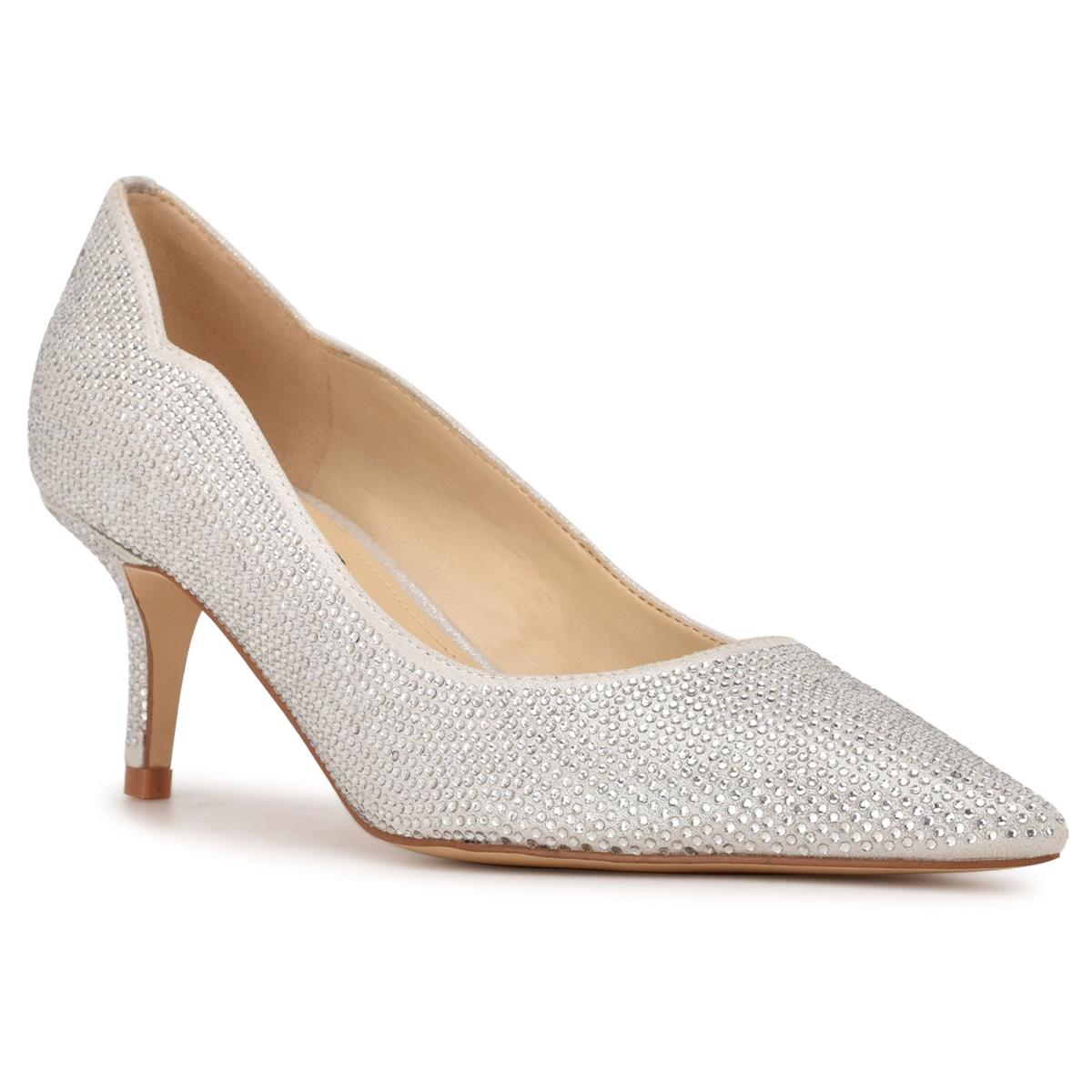 Women's Nine West Abaline Rhinestone Pointy Toe Pumps Silver | QXIO95067