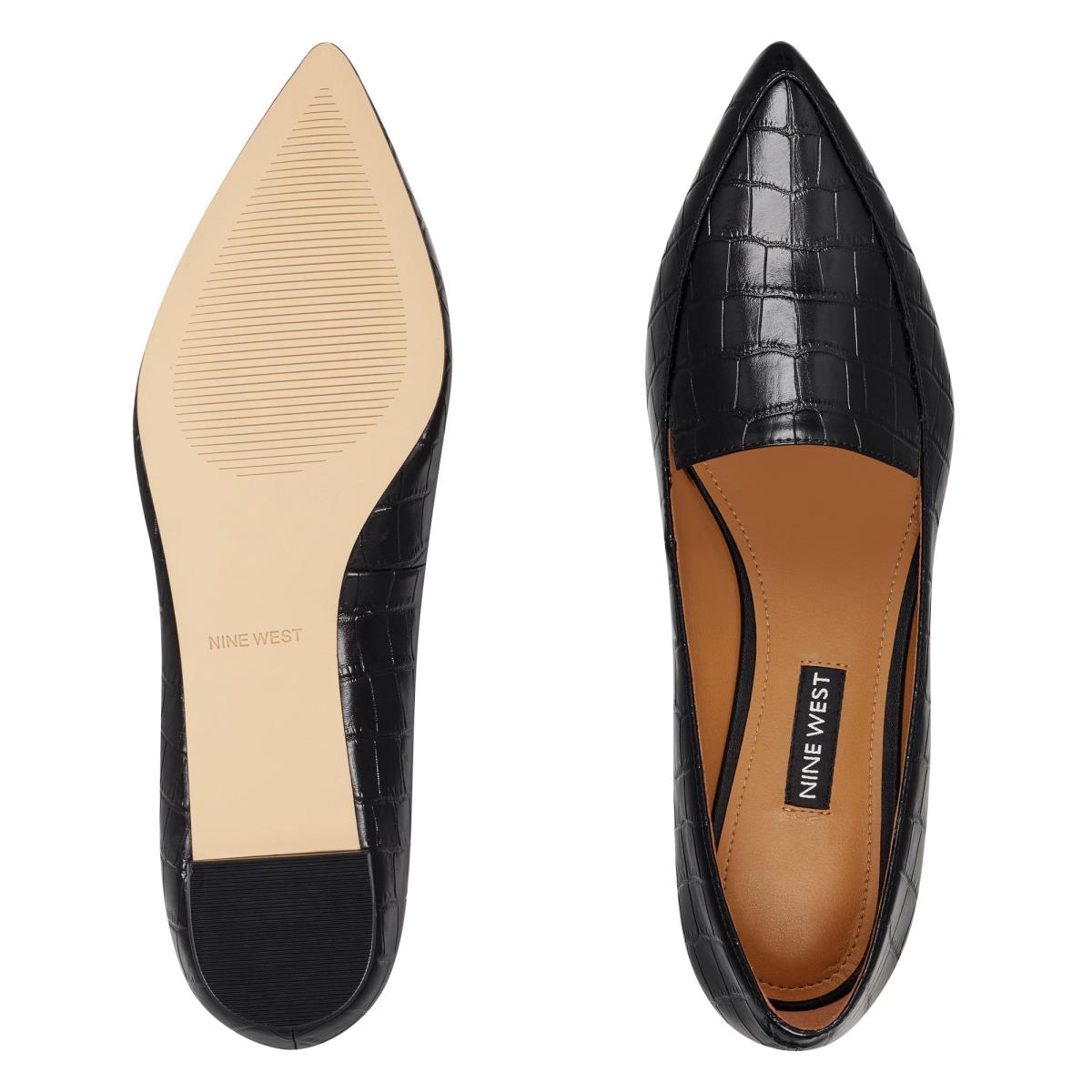 Women's Nine West Abay Smoking Flats Black | UKNV45367