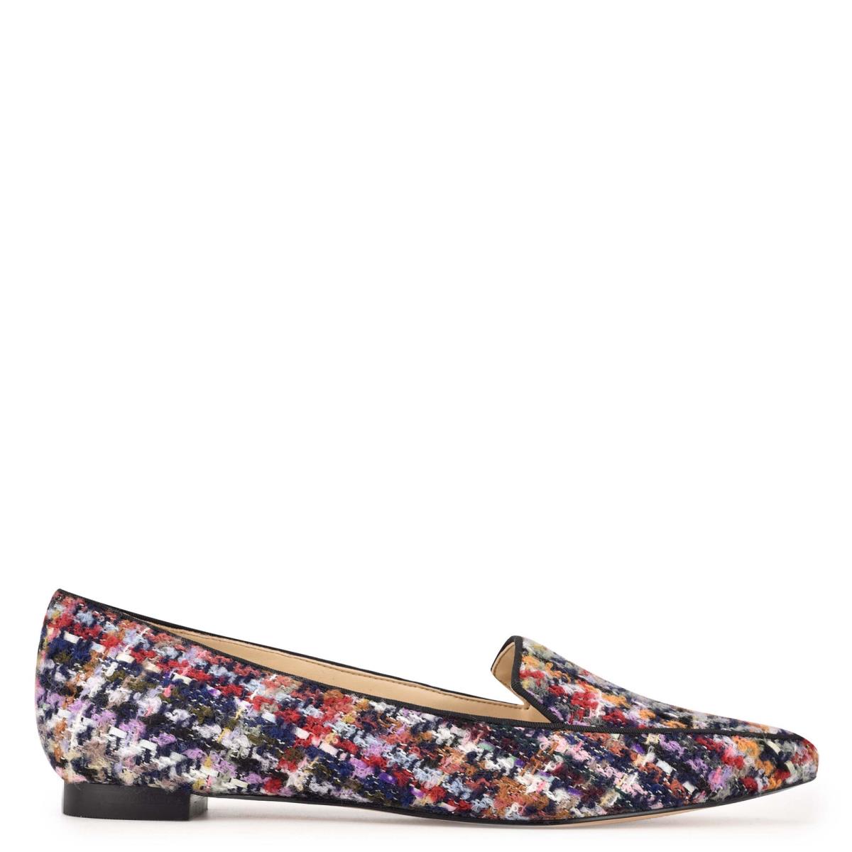 Women\'s Nine West Abay Smoking Flats Blue / Multicolor | EHRA86475