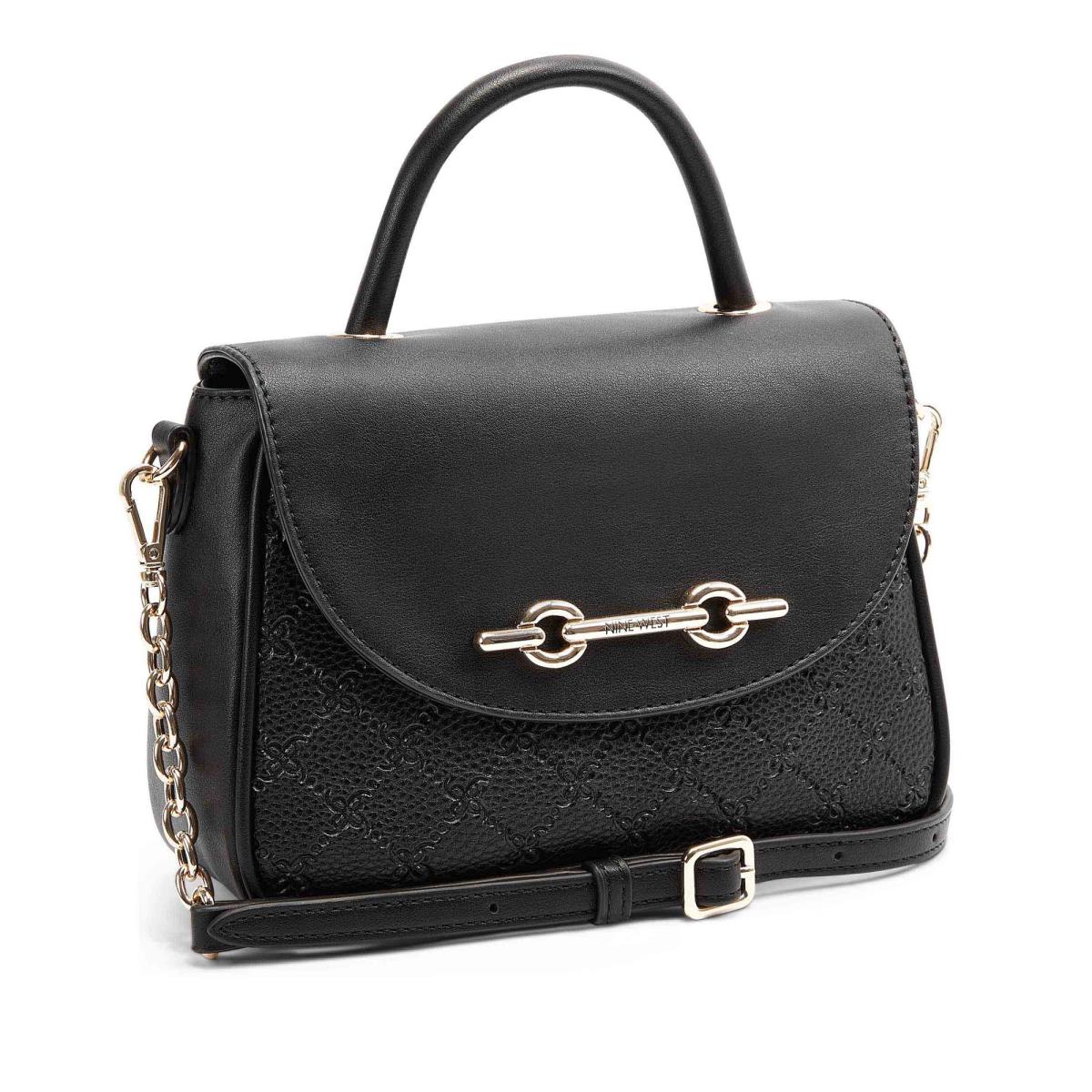 Women's Nine West Addy Mini Top Handle Flap Crossbody Bags Black | MQEK42691