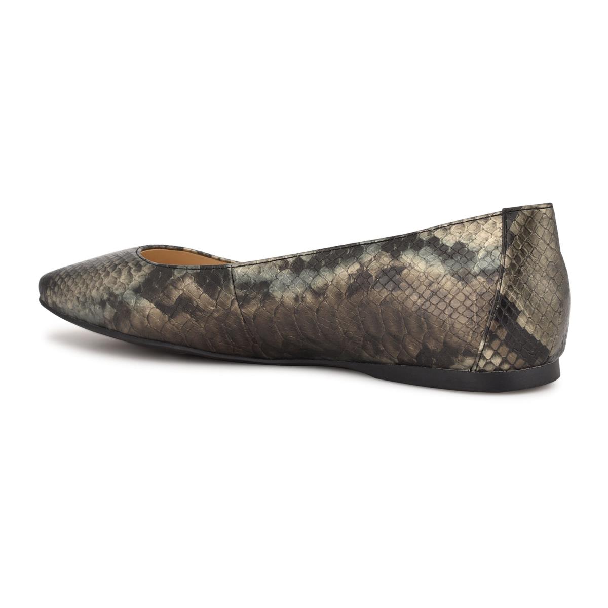 Women's Nine West Alena Square-Toe Ballet Flats Grey / Snake | BQLC24906