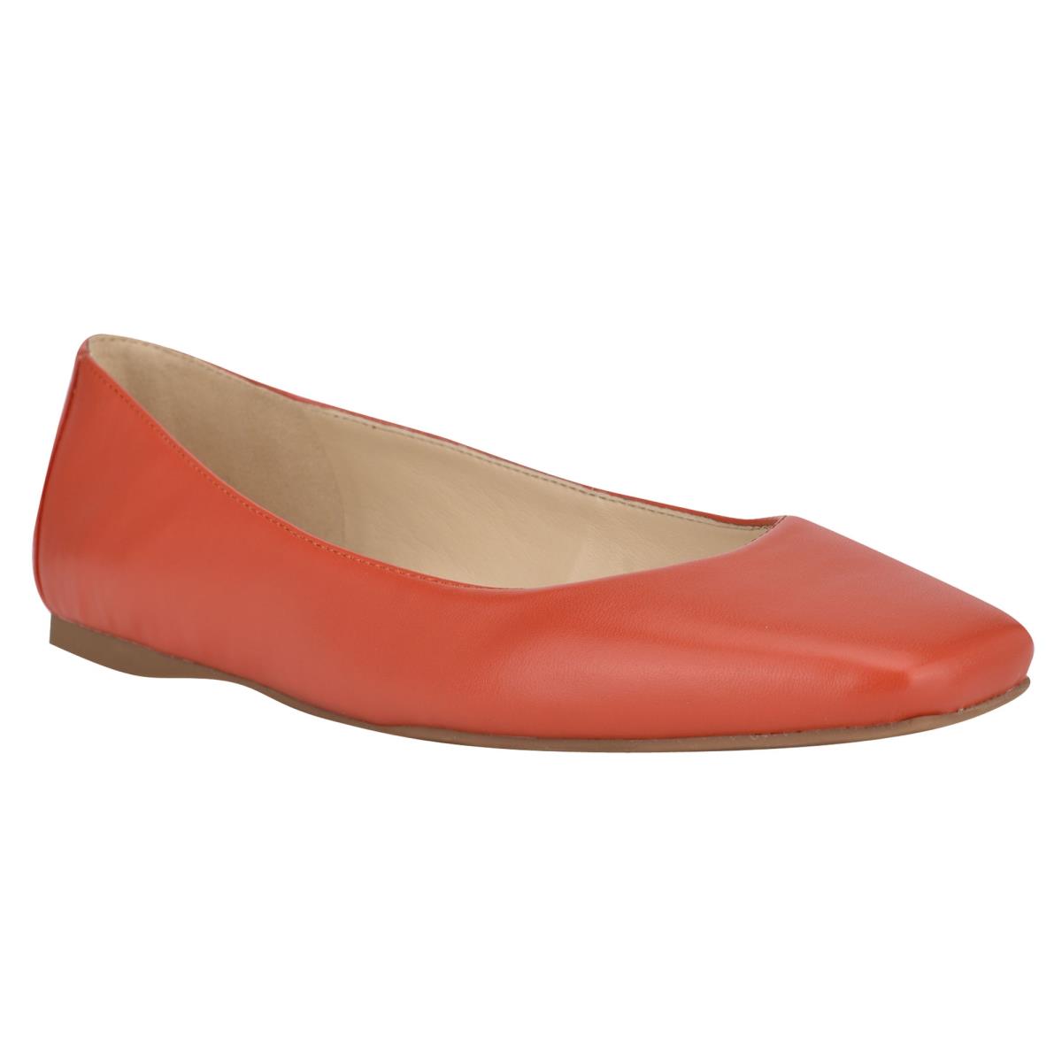 Women's Nine West Alena Square-Toe Ballet Flats Orange | JKBD20153