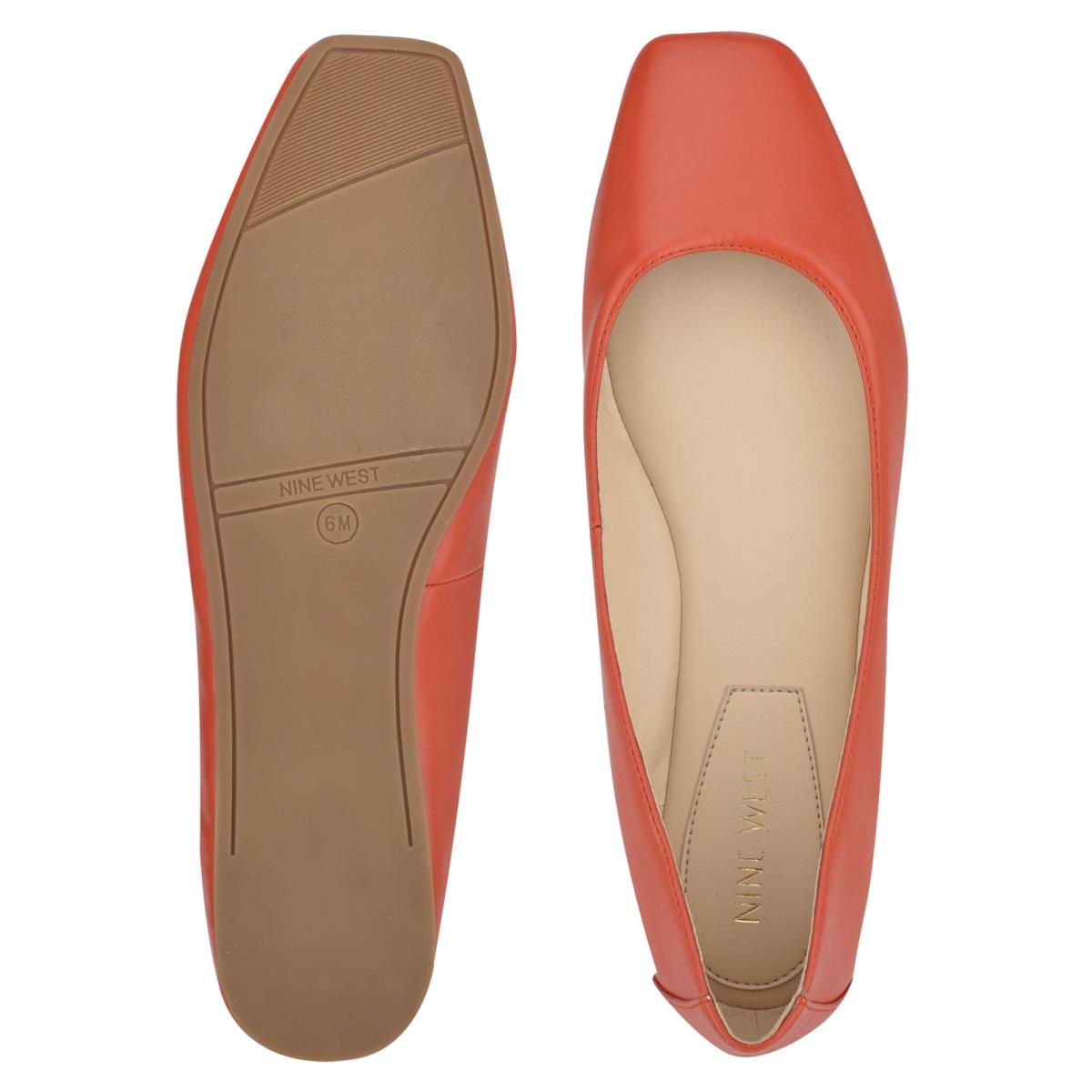 Women's Nine West Alena Square-Toe Ballet Flats Orange | JKBD20153