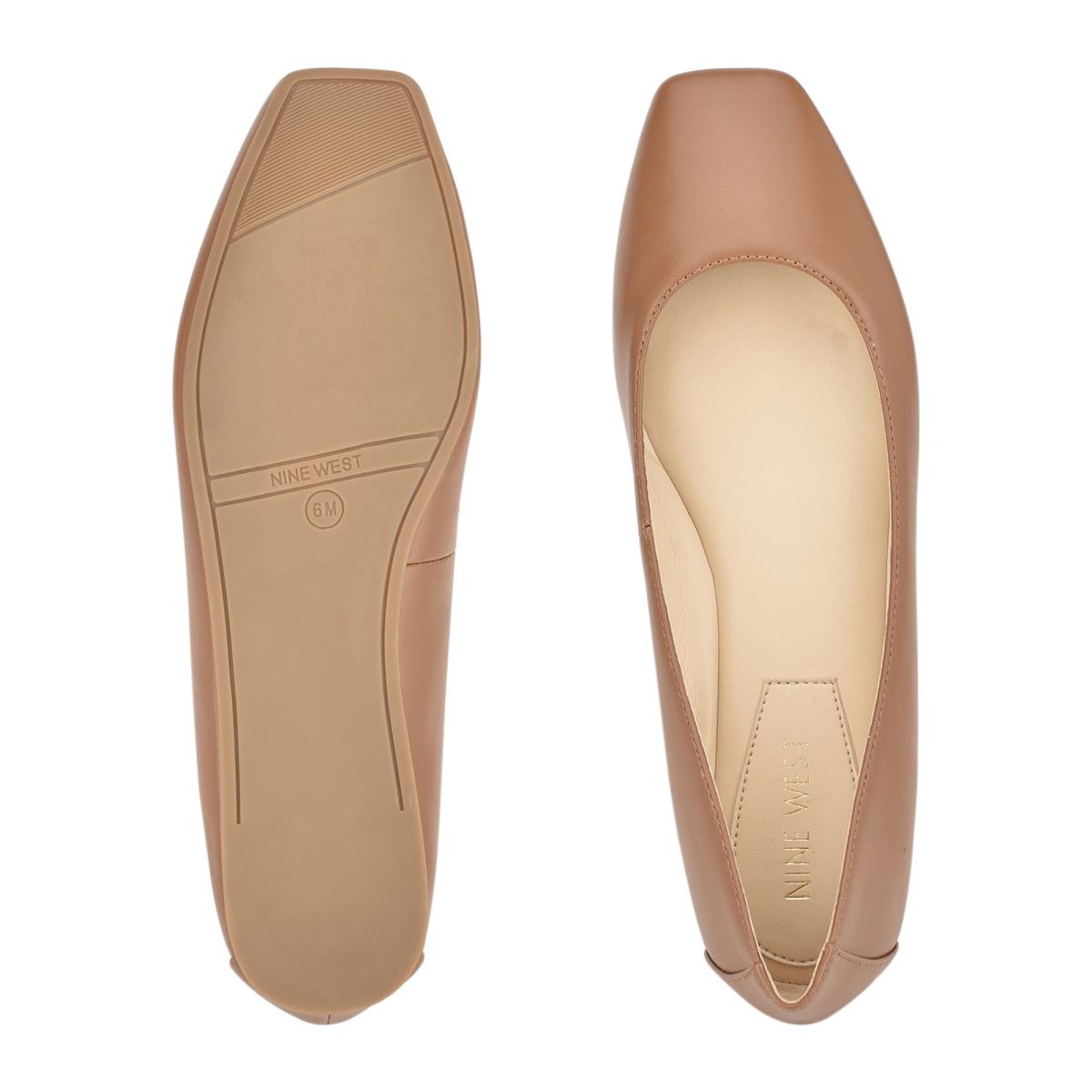 Women's Nine West Alena Square-Toe Ballet Flats Skin Color | KUNE39481