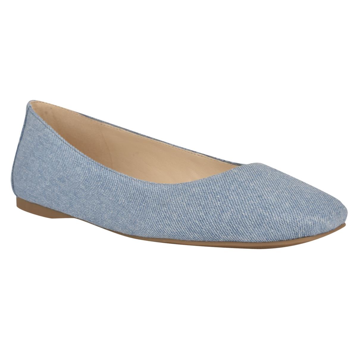 Women's Nine West Alena Square-Toe Ballet Flats Blue | NBQO91724