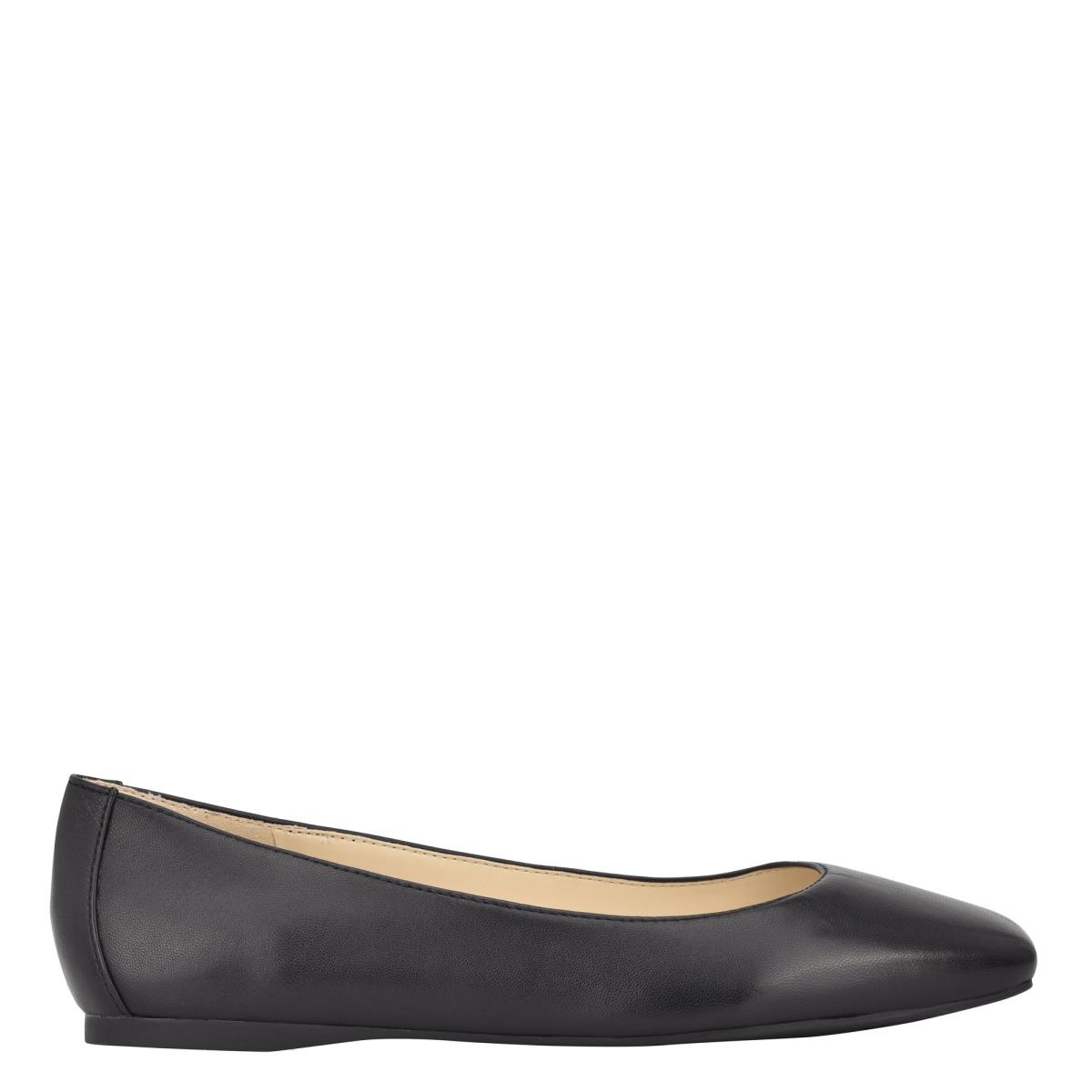 Women\'s Nine West Alena Square-Toe Flats Black | TEUV73025