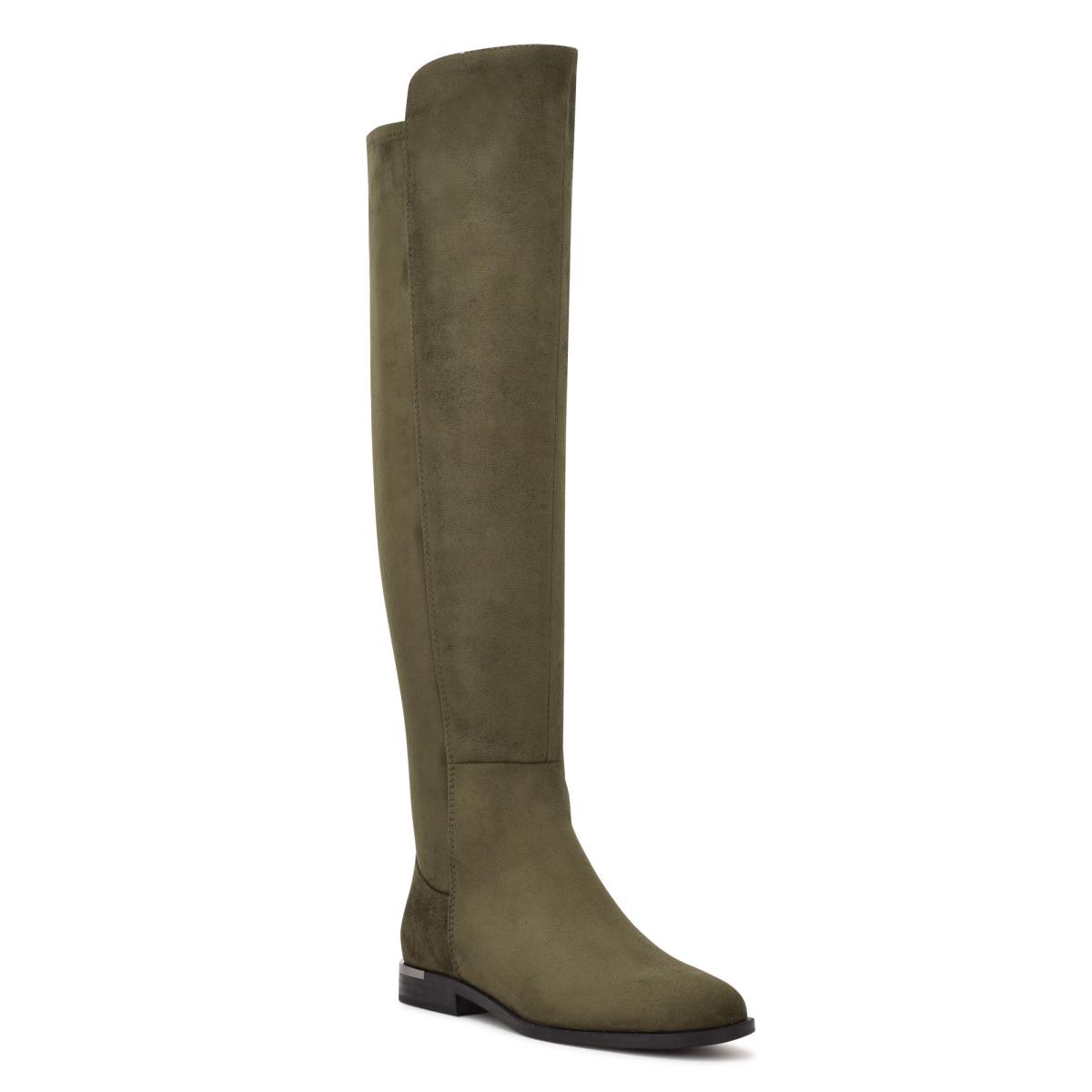 Women's Nine West Allair Over the Knee Boots Olive | QYSG92587