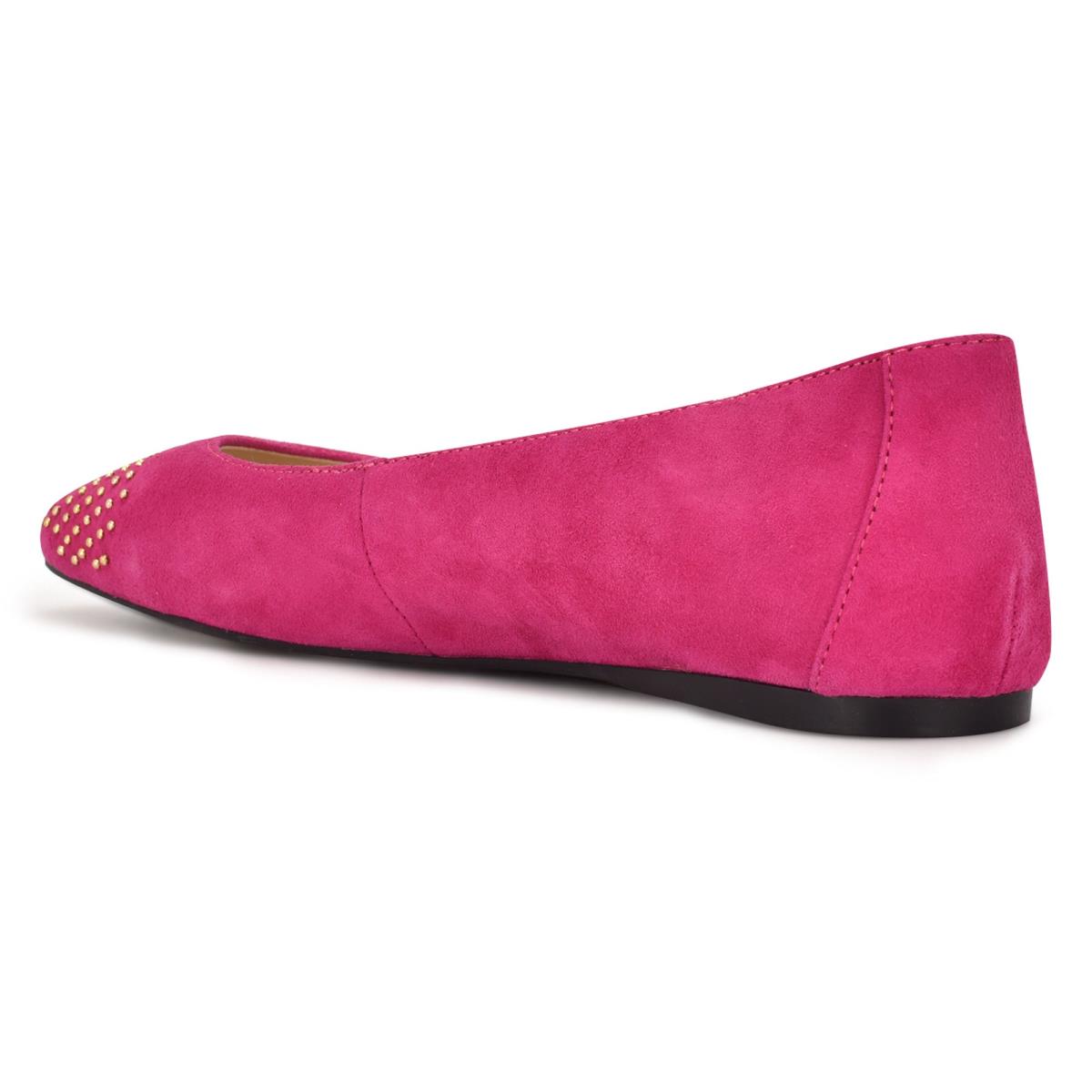 Women's Nine West Aloha Studded Square-Toe Ballet Flats Pink | BTJC52168