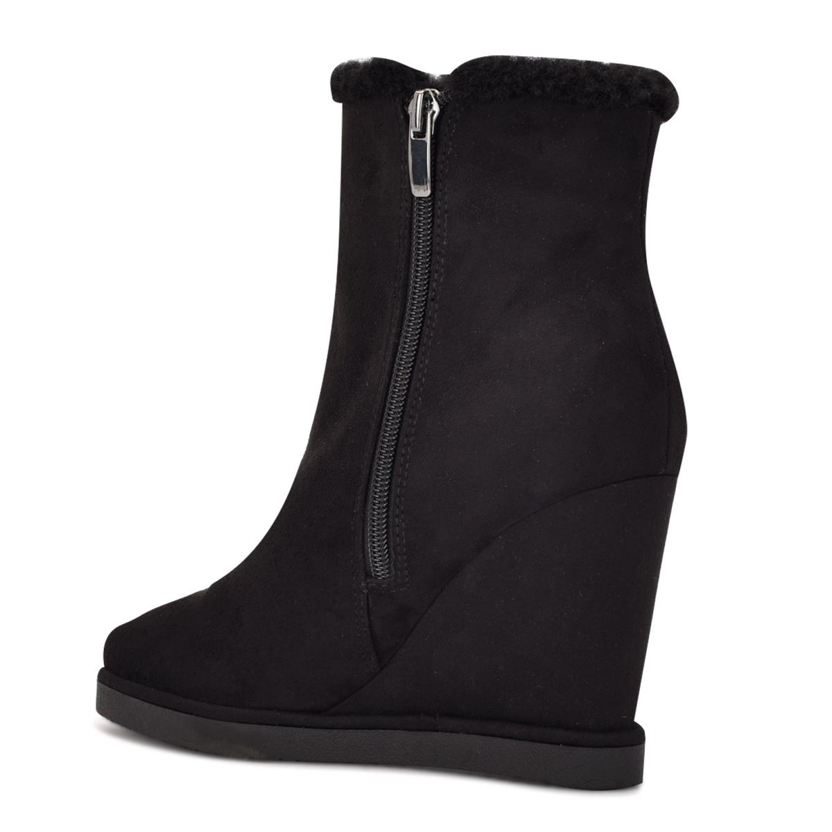 Women's Nine West Apres Wedge Booties Black | UJDA56384