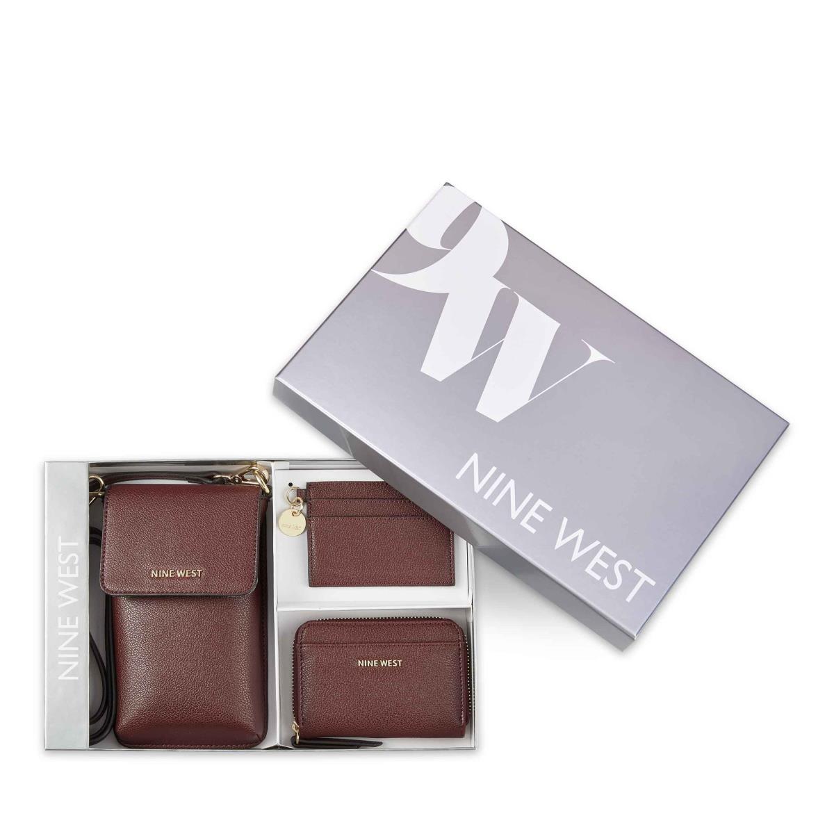 Women\'s Nine West Azalea 3 Piece Box Set Wallets Claret | MLPE01286