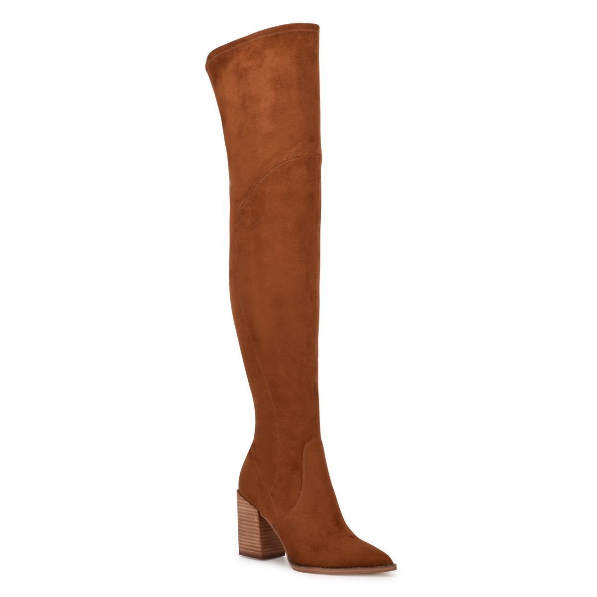 Women's Nine West Barret Over The Knee Heeled Boots Brown | VDYL56821