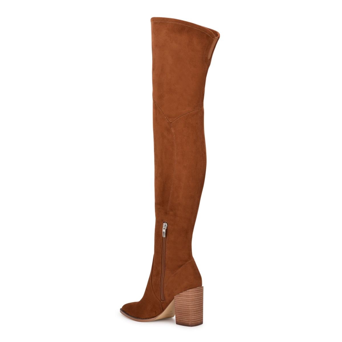 Women's Nine West Barret Over The Knee Heeled Boots Brown | VDYL56821