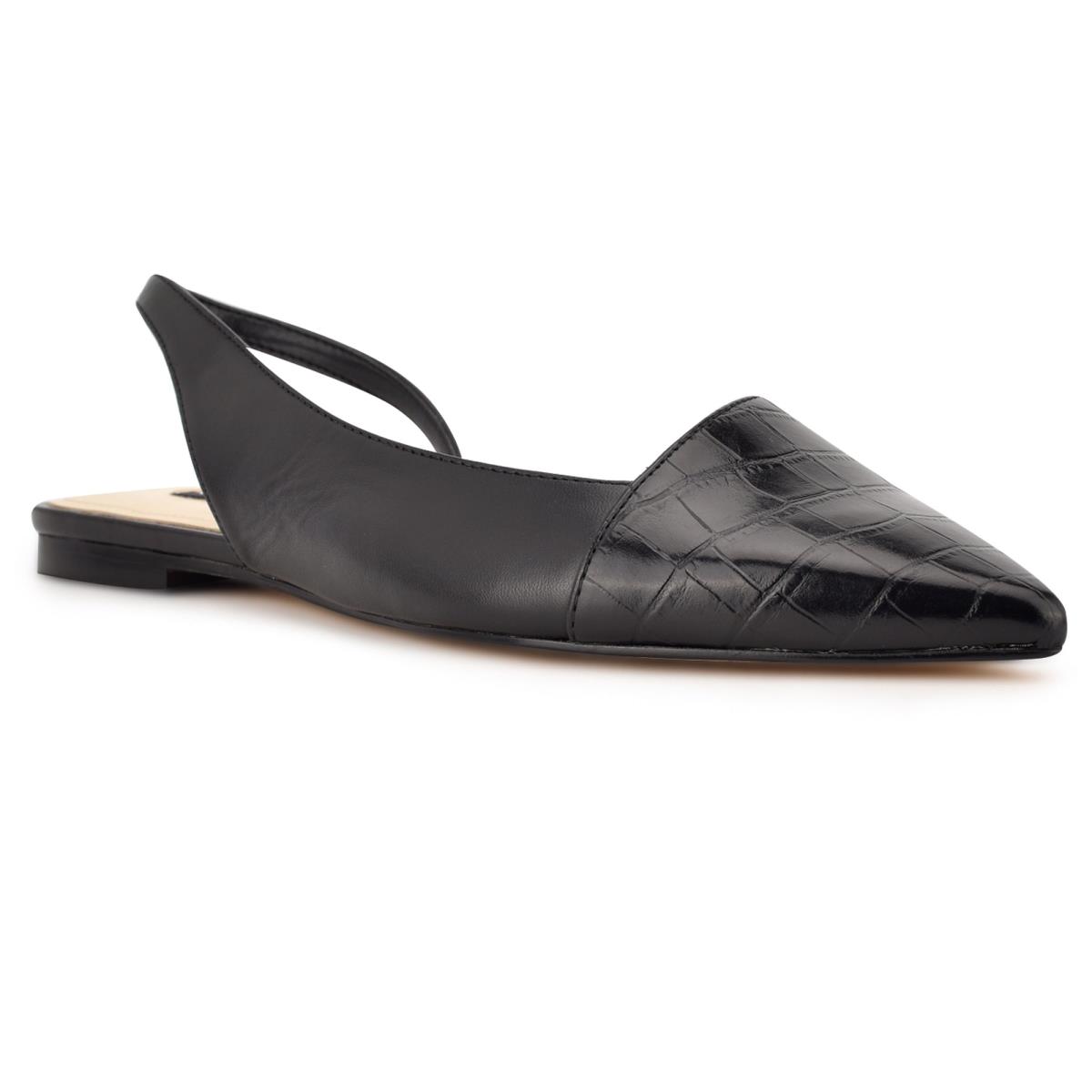 Women's Nine West Beads Slingback Pointy Toe Flats Black / Black | APIO96750