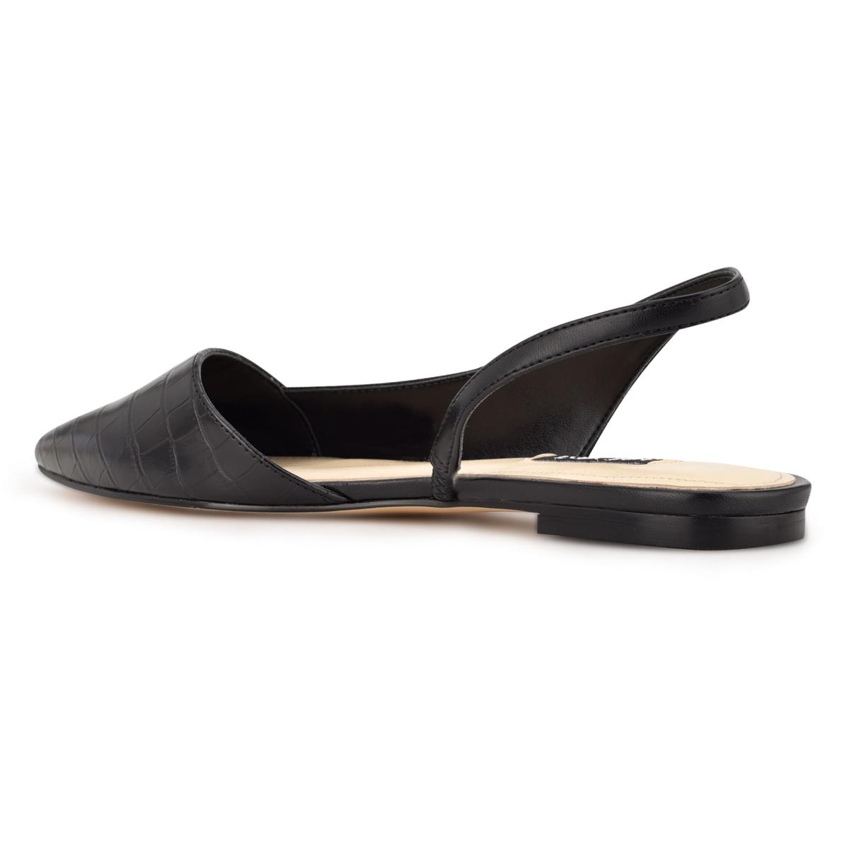 Women's Nine West Beads Slingback Pointy Toe Flats Black / Black | APIO96750