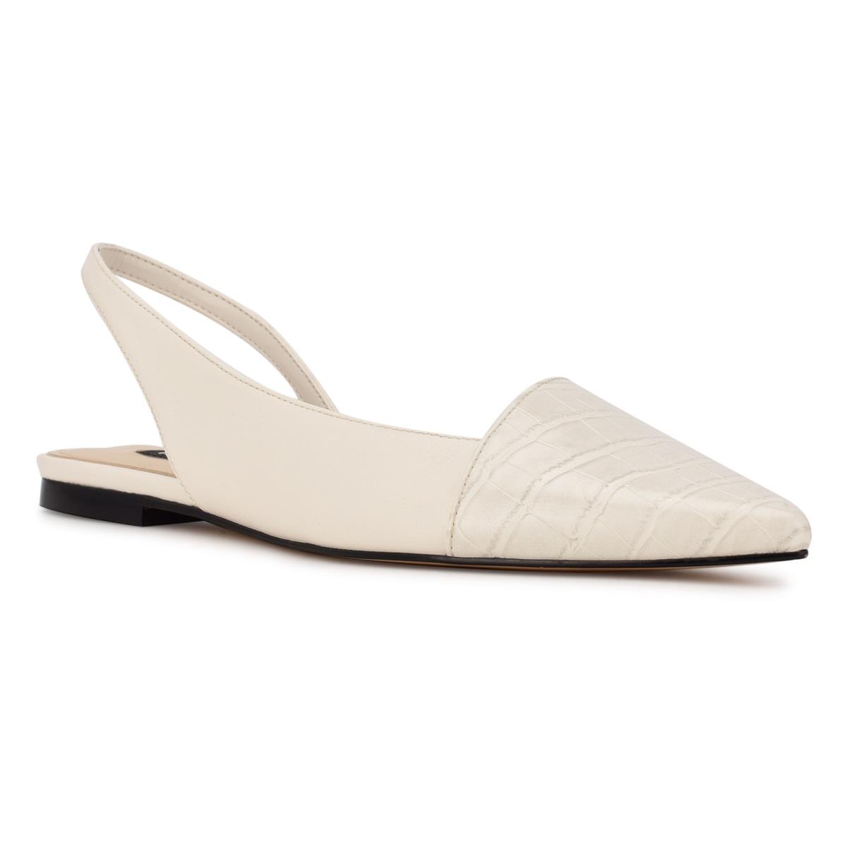 Women's Nine West Beads Slingback Pointy Toe Flats Beige / Cream | MXGI68297