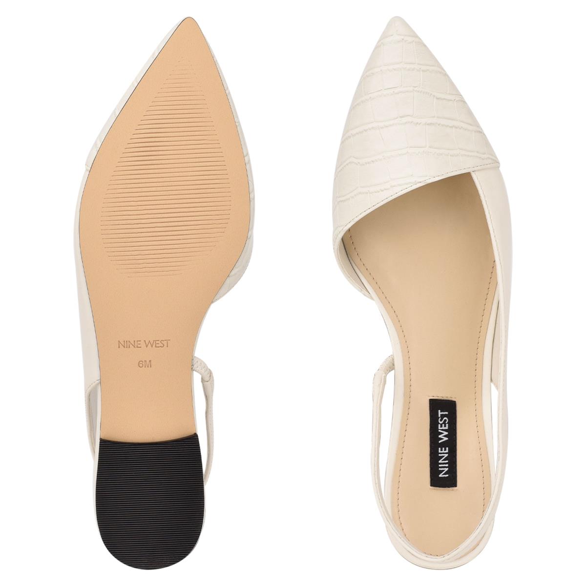 Women's Nine West Beads Slingback Pointy Toe Flats Beige / Cream | MXGI68297