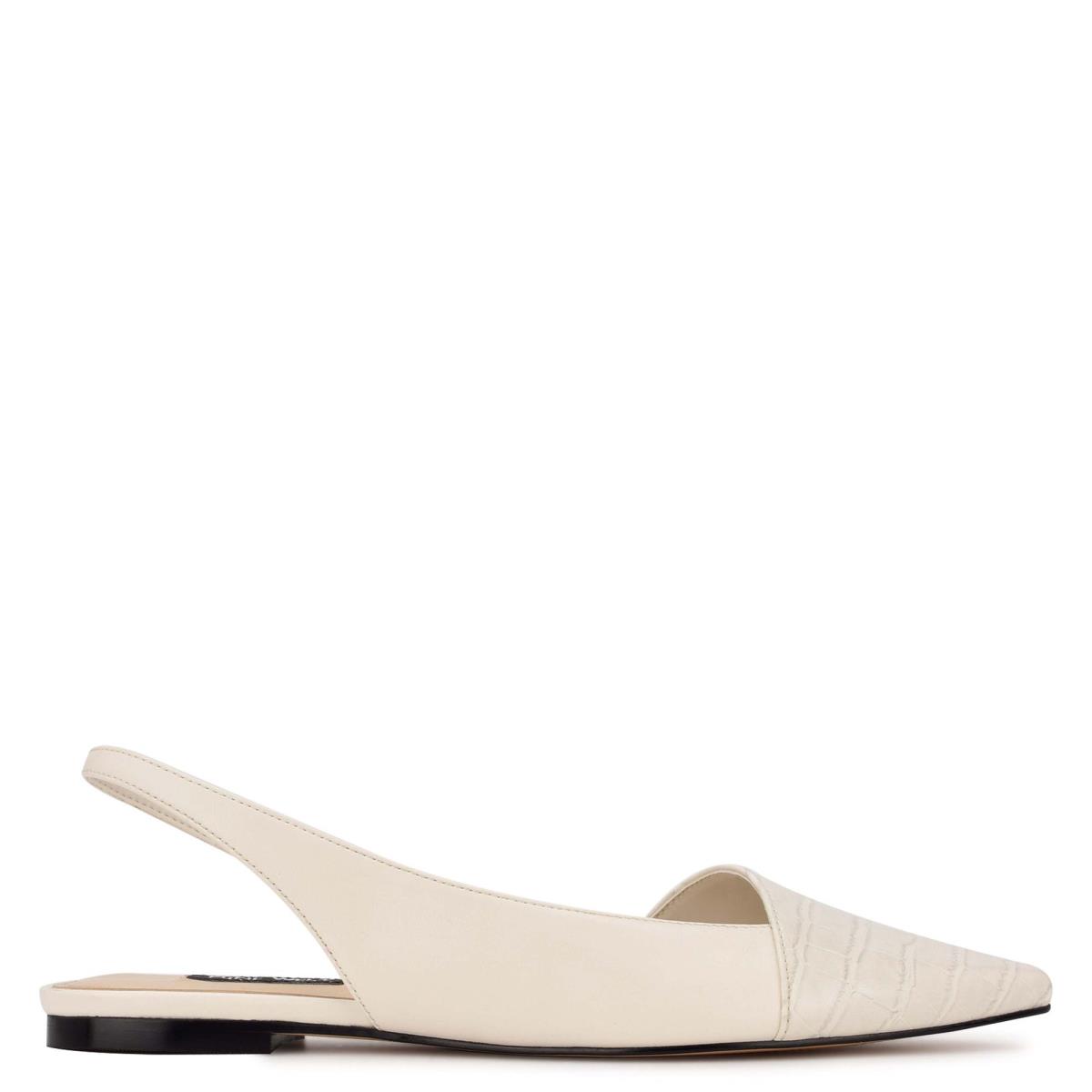 Women\'s Nine West Beads Slingback Pointy Toe Flats Beige / Cream | MXGI68297