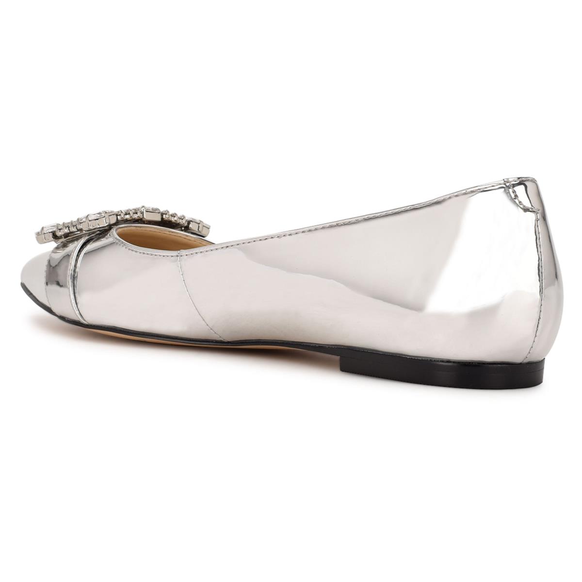 Women's Nine West Behold Dress Ballet Flats Silver | GYWJ87512