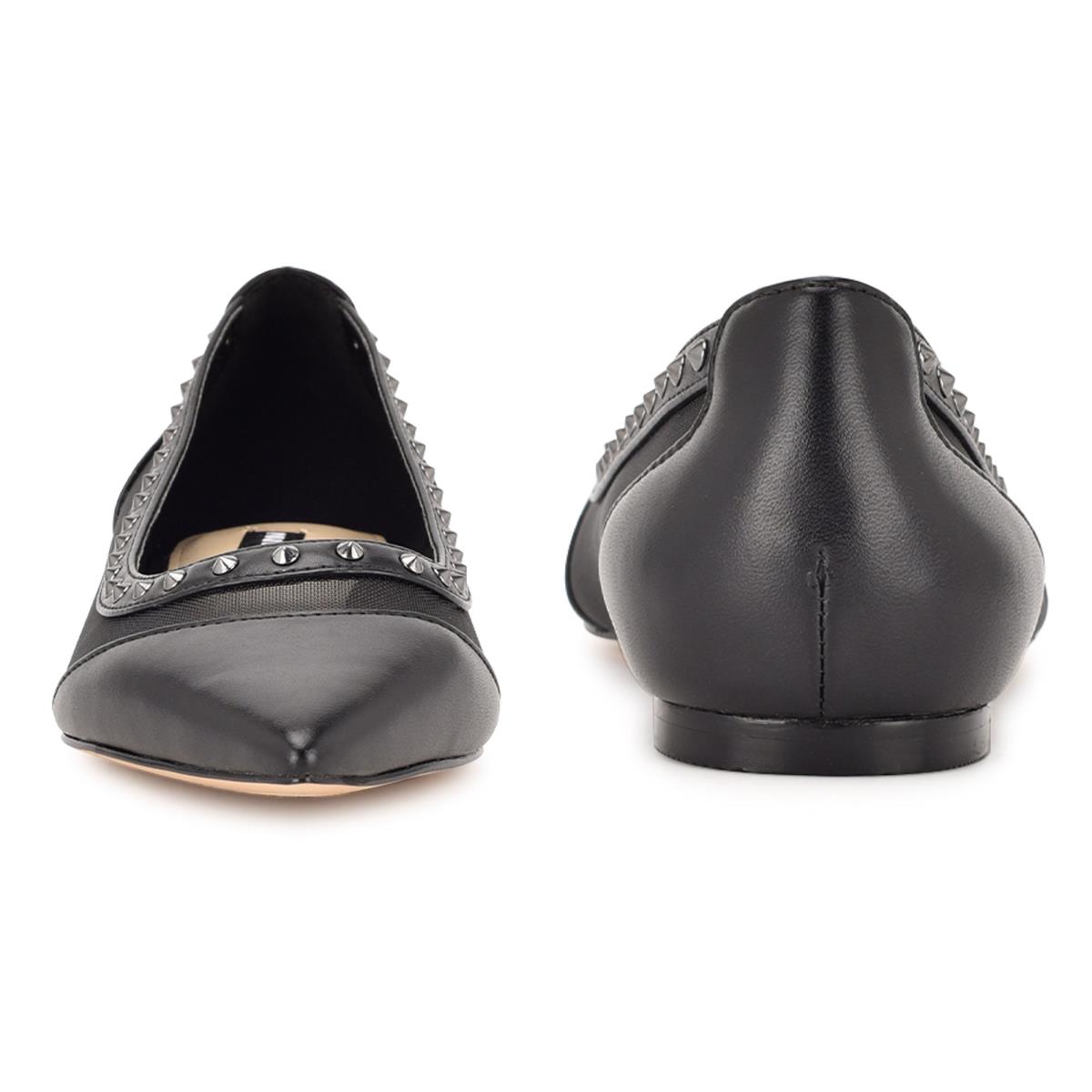 Women's Nine West Bizzie Pointy Toe Ballet Flats Black | ANFS04372