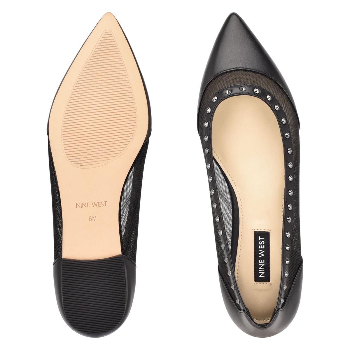 Women's Nine West Bizzie Pointy Toe Ballet Flats Black | ANFS04372