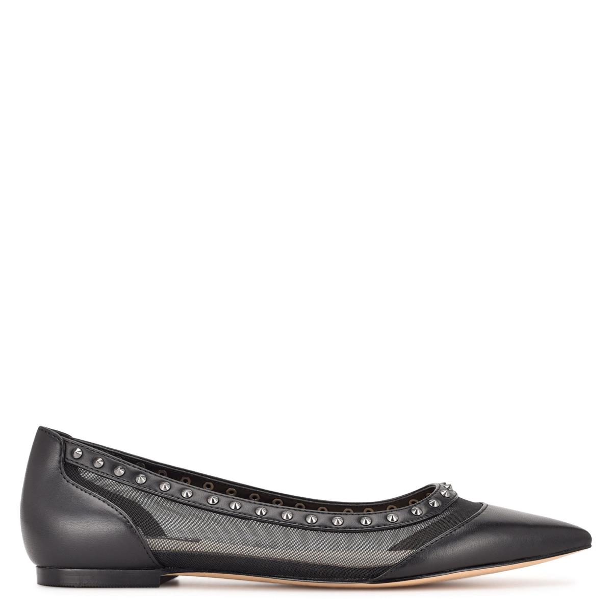 Women\'s Nine West Bizzie Pointy Toe Ballet Flats Black | ANFS04372