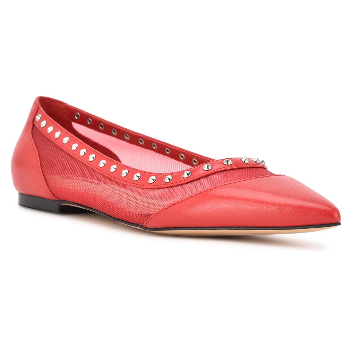 Women's Nine West Bizzie Pointy Toe Ballet Flats Pink | ESON90486