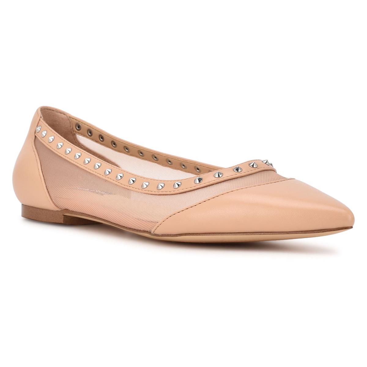 Women's Nine West Bizzie Pointy Toe Ballet Flats Pink | MVWJ72401