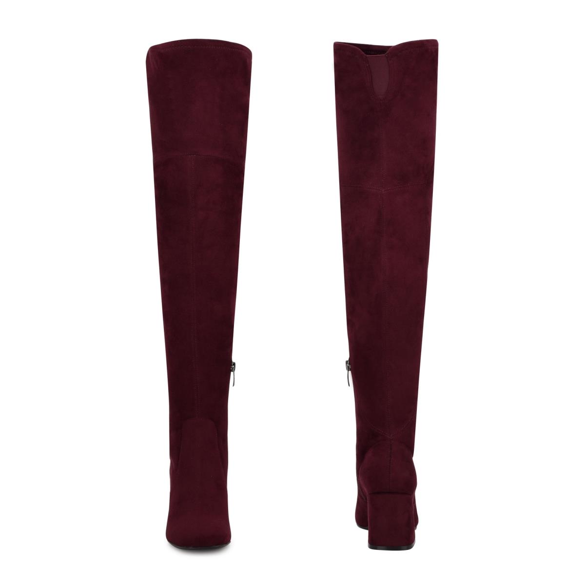 Women's Nine West Blocky Over The Knee Heeled Boots Burgundy | TRMP49378