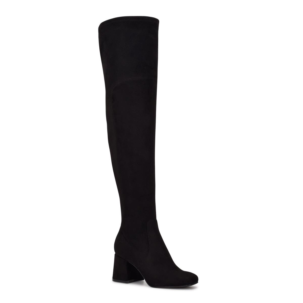 Women's Nine West Blocky Over The Knee Heeled Boots Black | XLIW32019