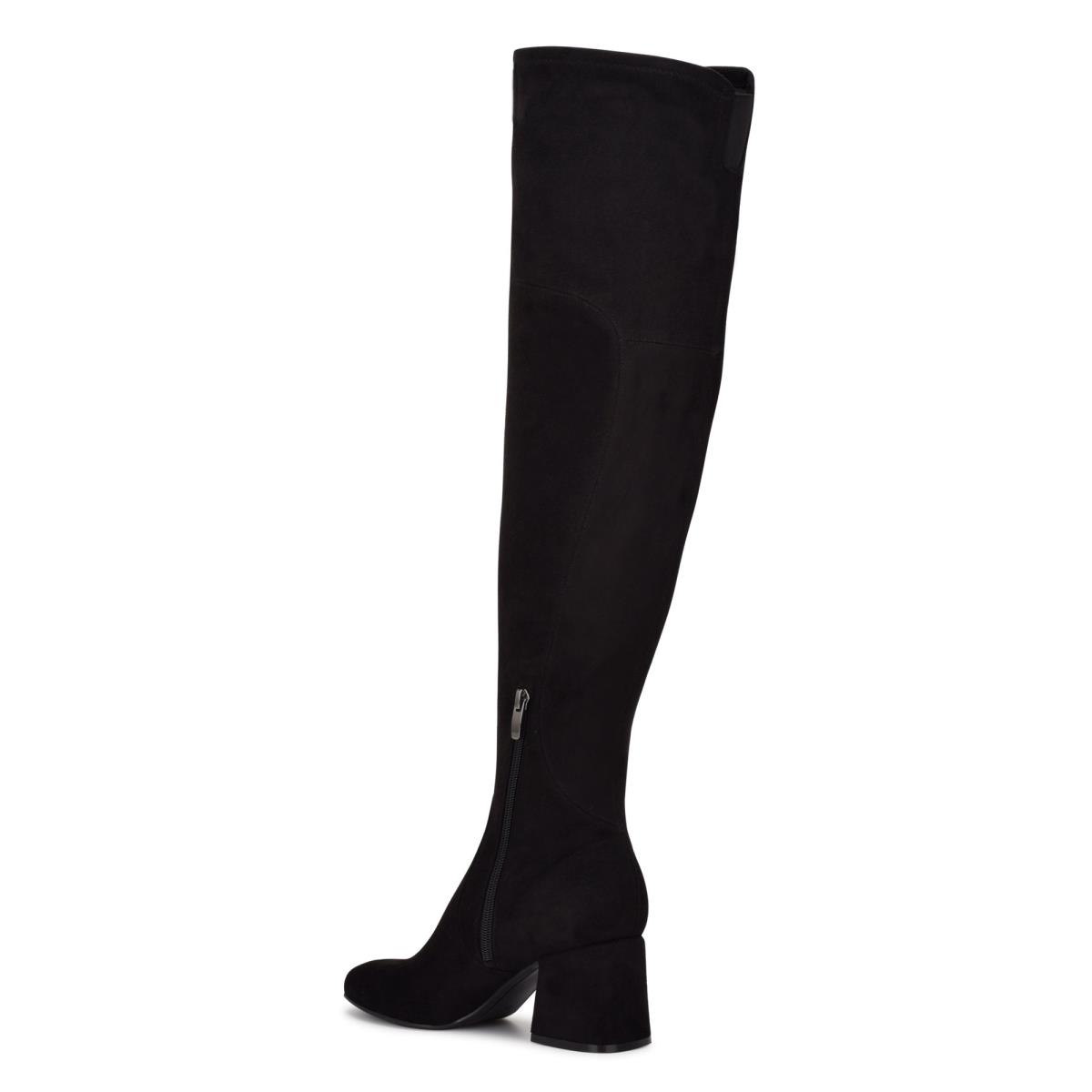 Women's Nine West Blocky Over The Knee Heeled Boots Black | XLIW32019