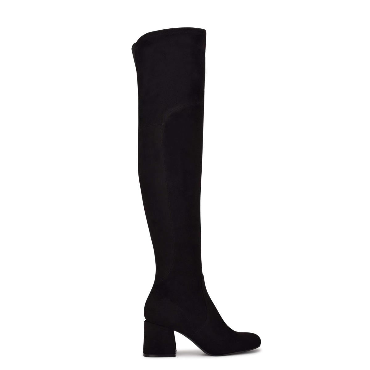 Women\'s Nine West Blocky Over The Knee Heeled Boots Black | XLIW32019