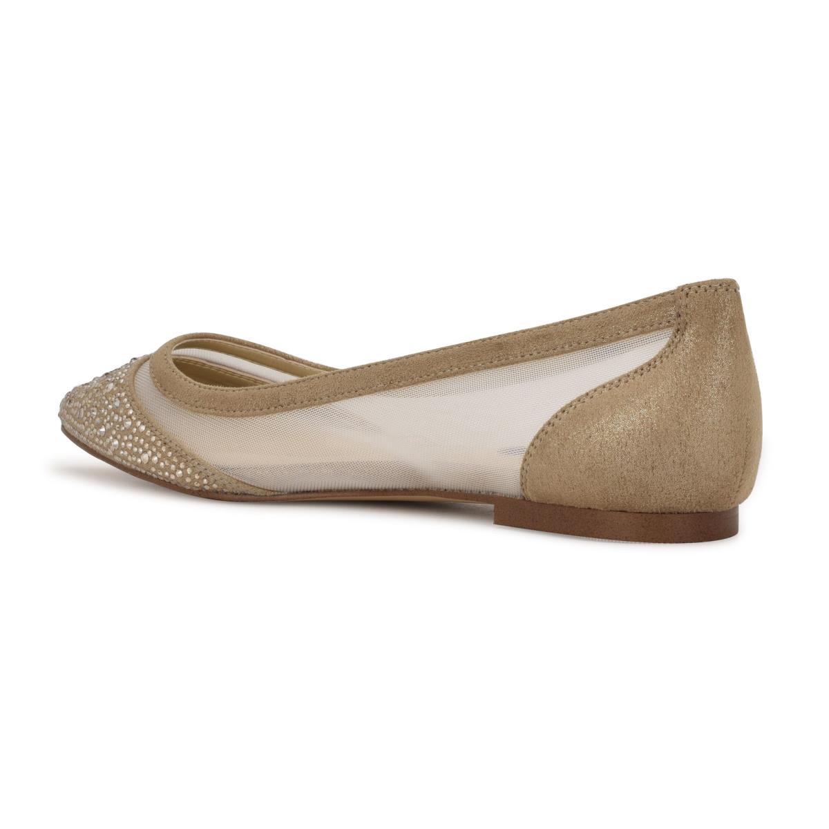 Women's Nine West Bogus Pointy Toe Ballet Flats Beige | KMEU69473