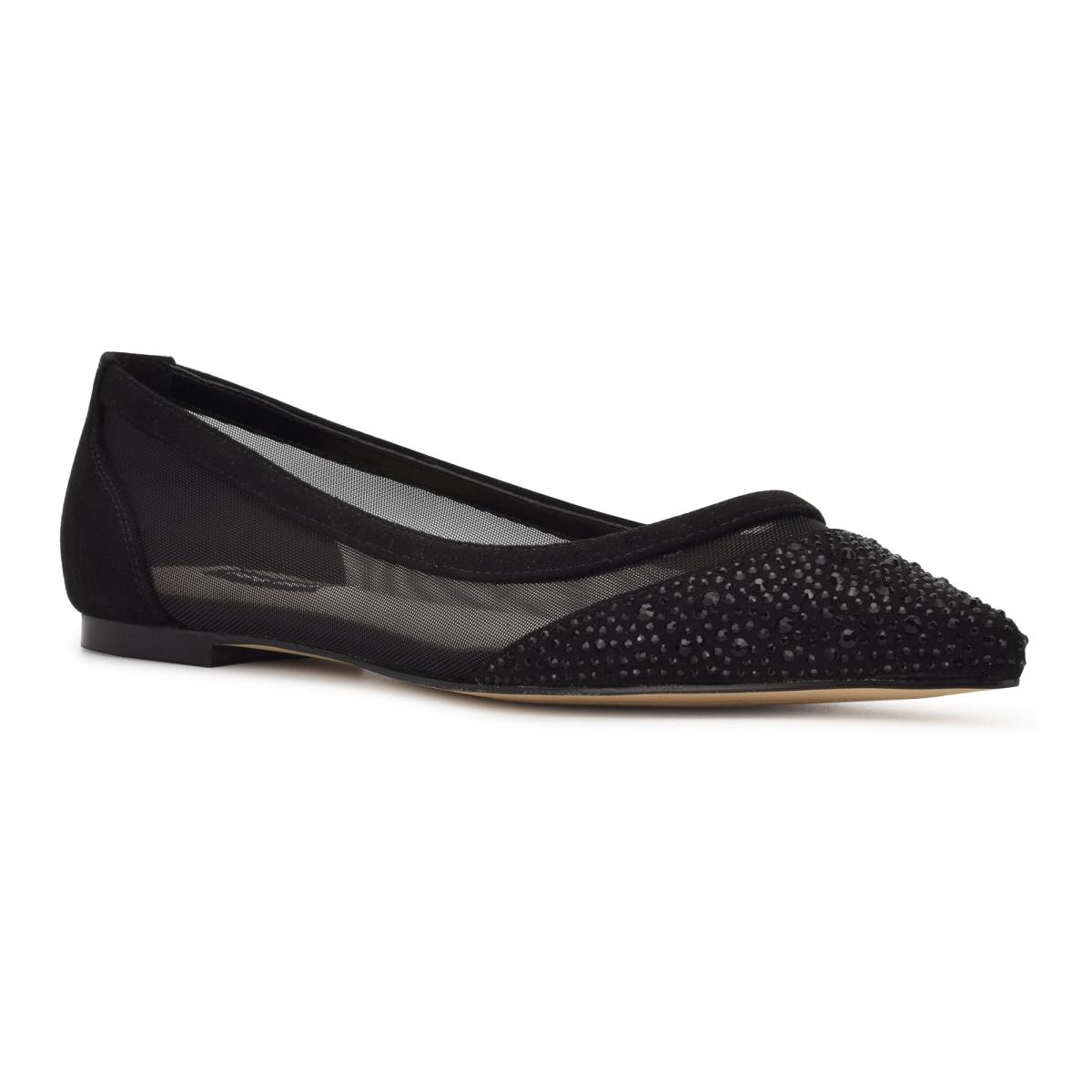 Women's Nine West Bogus Pointy Toe Ballet Flats Black / Black | YDQT59120