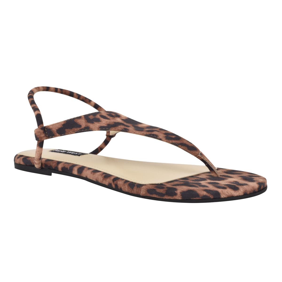 Women's Nine West Braydin Stretch Flat Sandals Leopard | DIOS73029