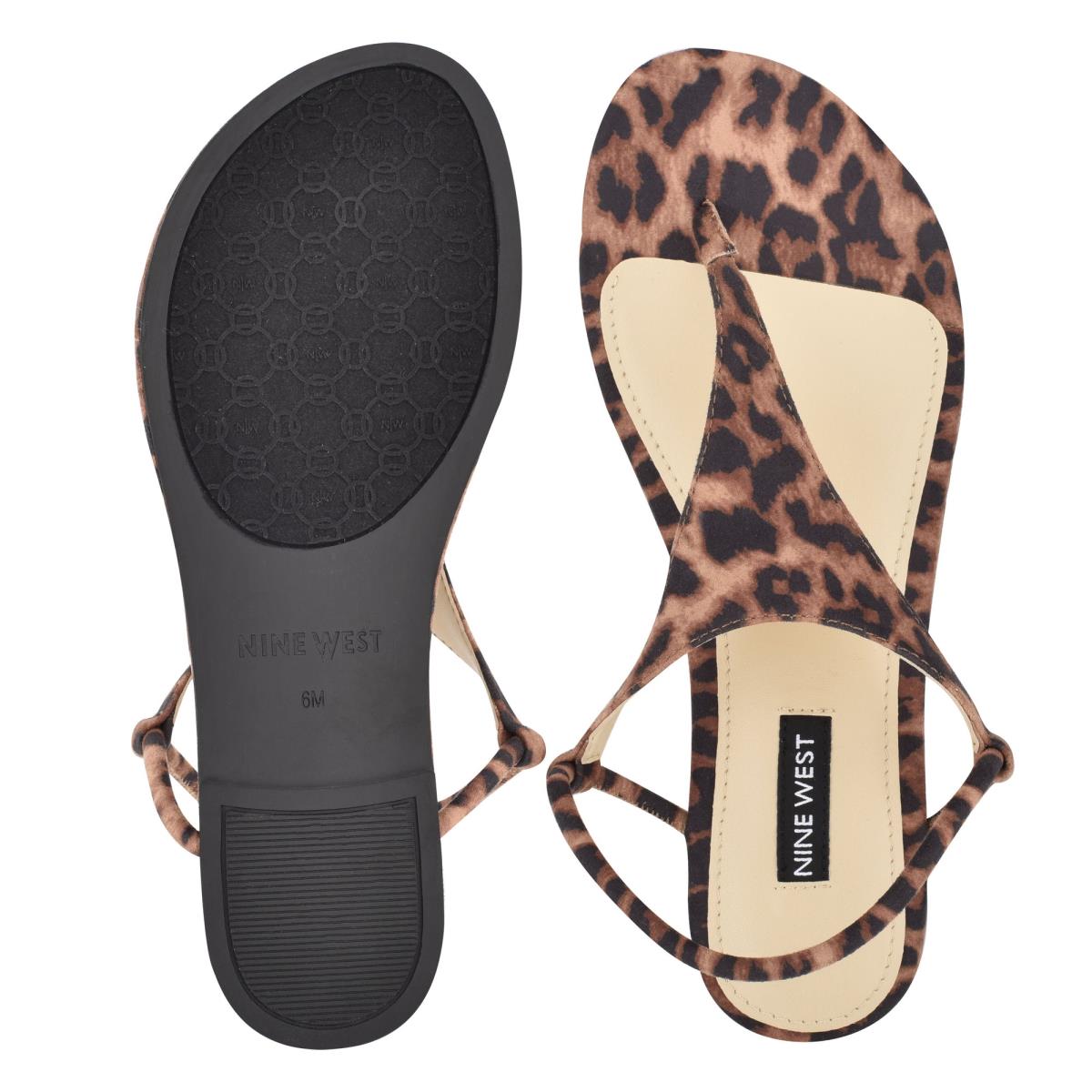 Women's Nine West Braydin Stretch Flat Sandals Leopard | DIOS73029