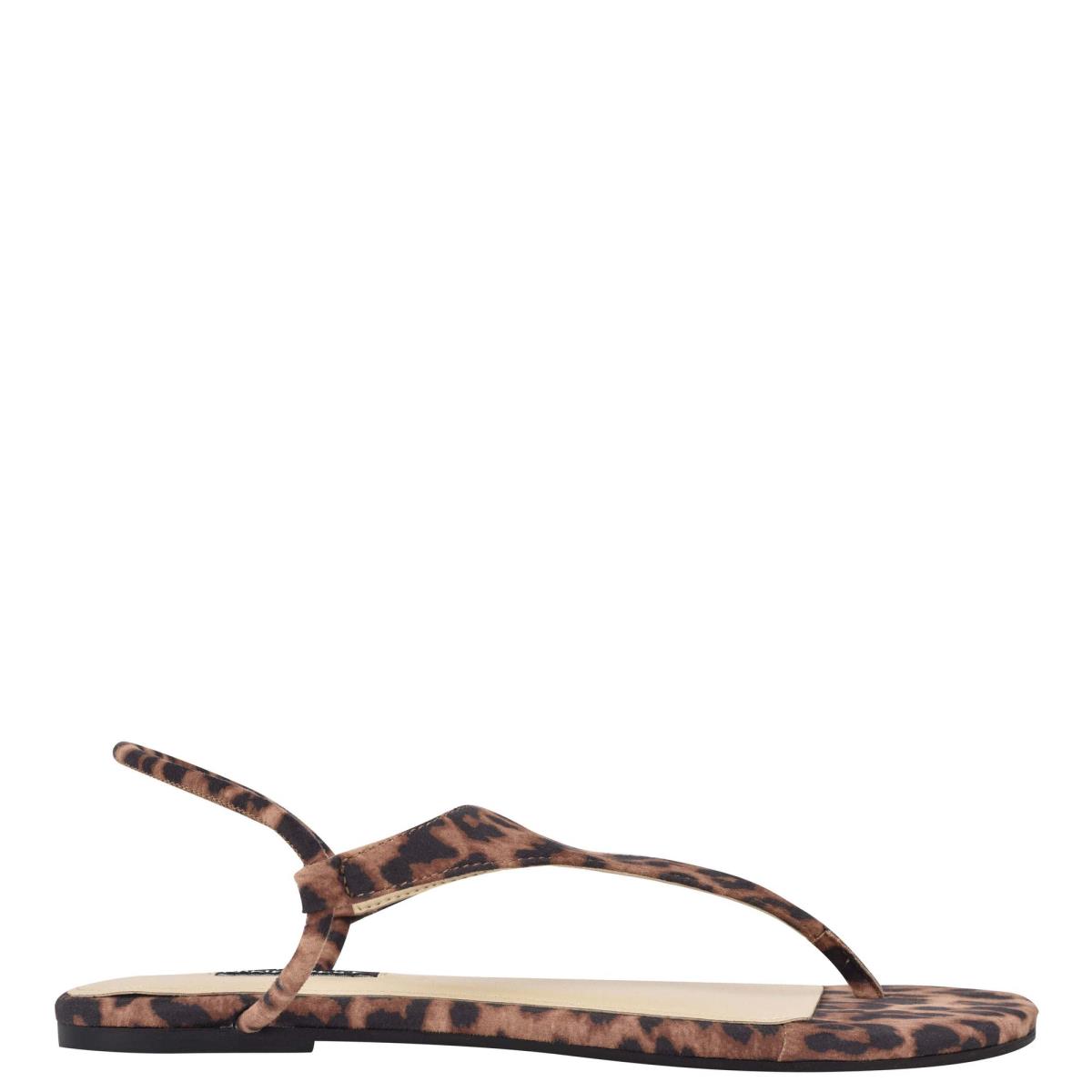 Women\'s Nine West Braydin Stretch Flat Sandals Leopard | DIOS73029