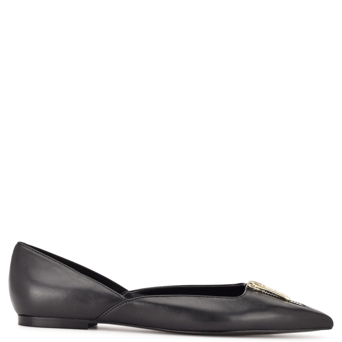 Women\'s Nine West Brina Pointy Toe Ballet Flats Black | MKDE65291