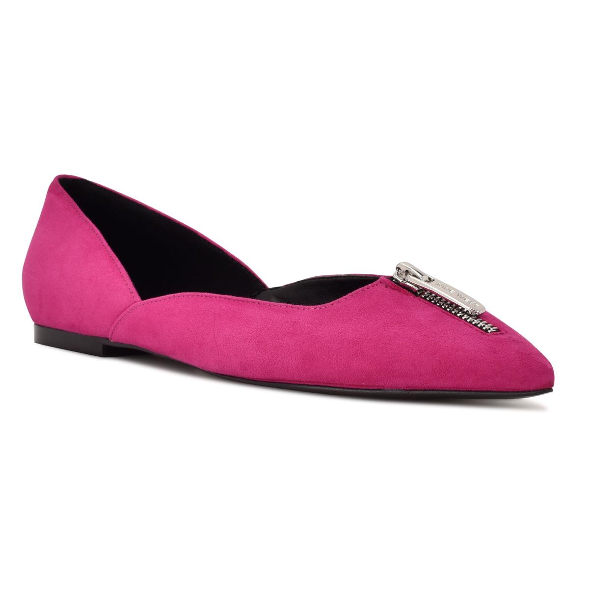 Women's Nine West Brina Pointy Toe Ballet Flats Pink | SVRJ09175