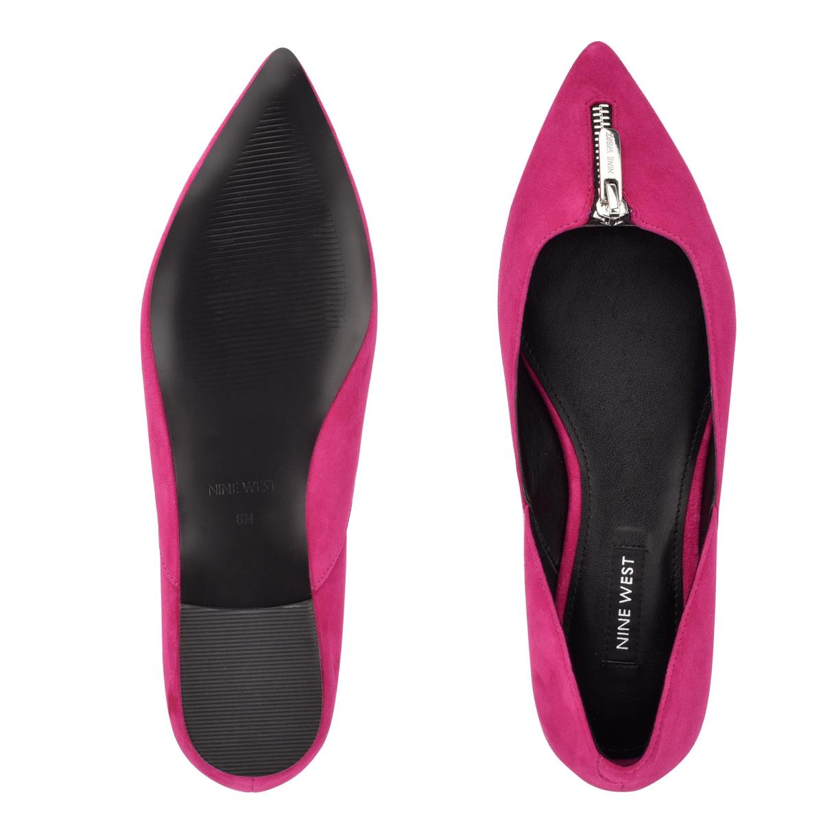 Women's Nine West Brina Pointy Toe Ballet Flats Pink | SVRJ09175