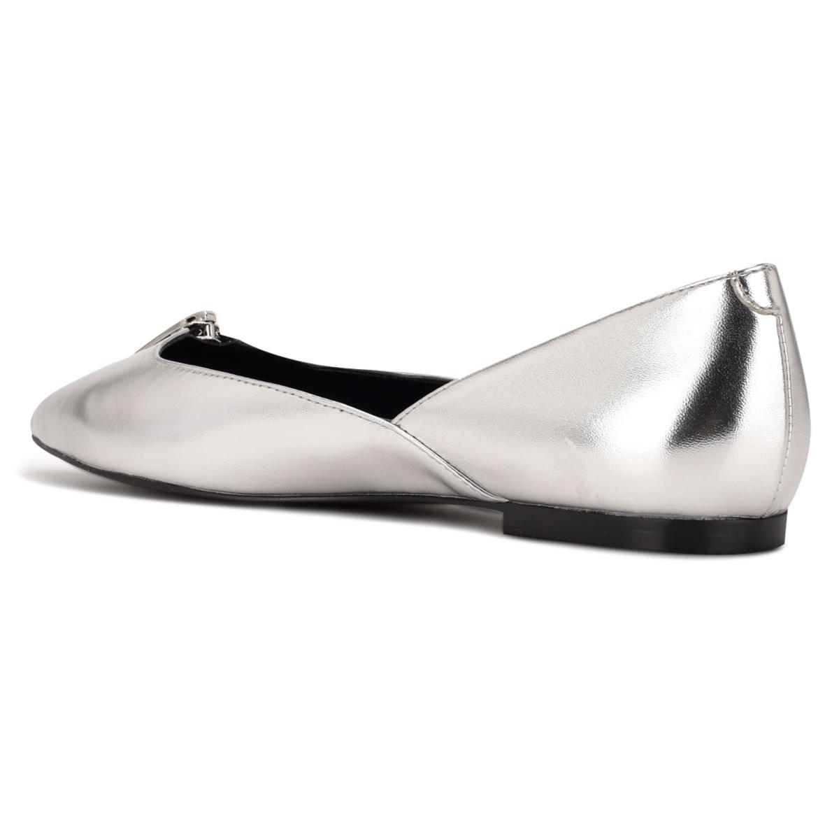 Women's Nine West Brina Pointy Toe Ballet Flats Silver | TUDP70968