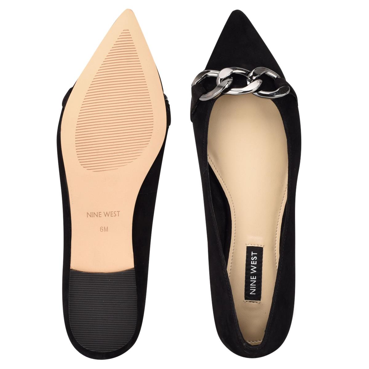 Women's Nine West Brinks Pointy Toe Ballet Flats Black | BLIR43201