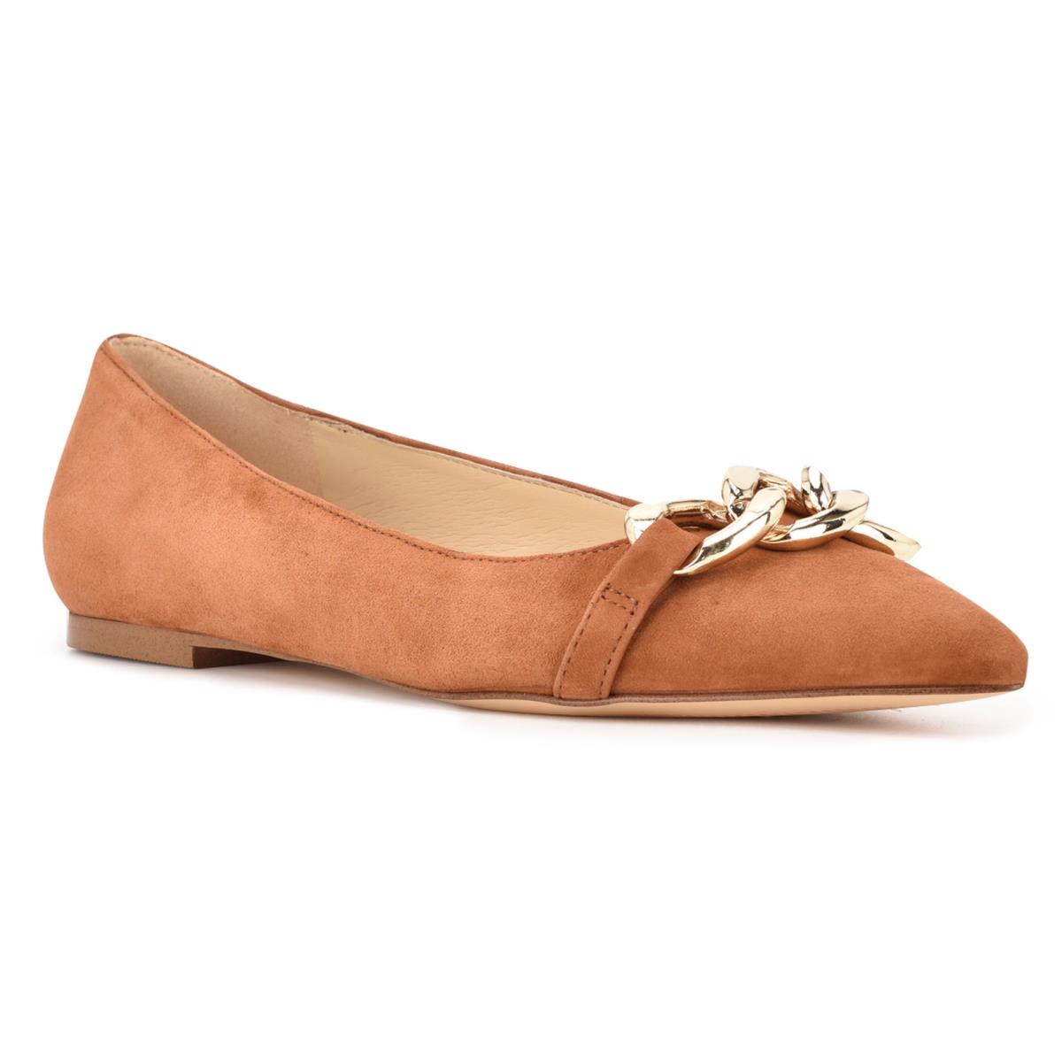 Women's Nine West Brinks Pointy Toe Ballet Flats Beige | FDOJ29071