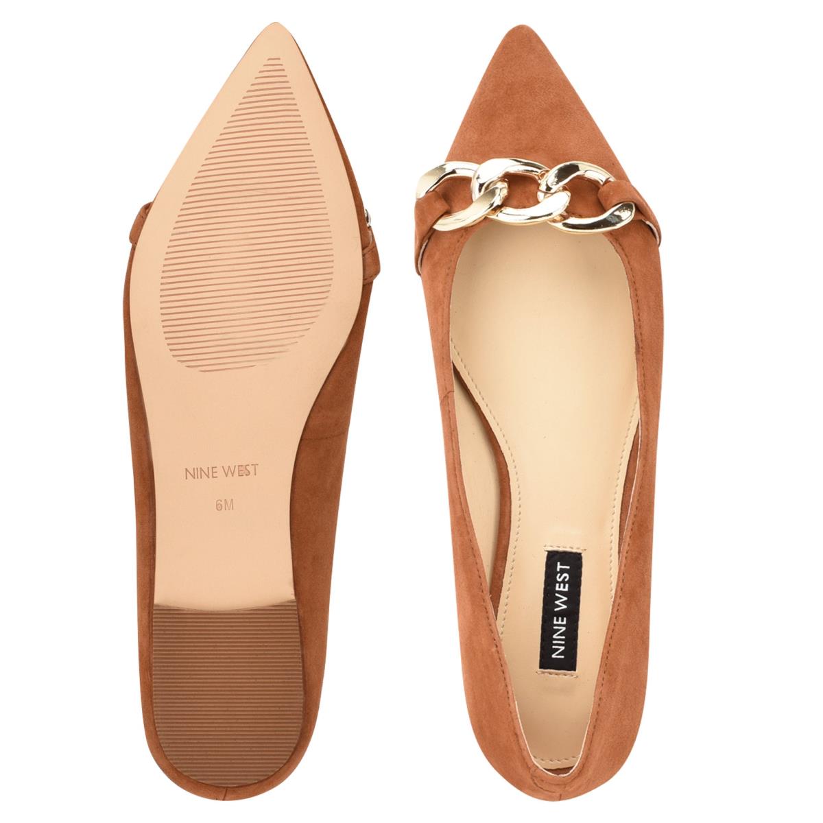 Women's Nine West Brinks Pointy Toe Ballet Flats Beige | FDOJ29071