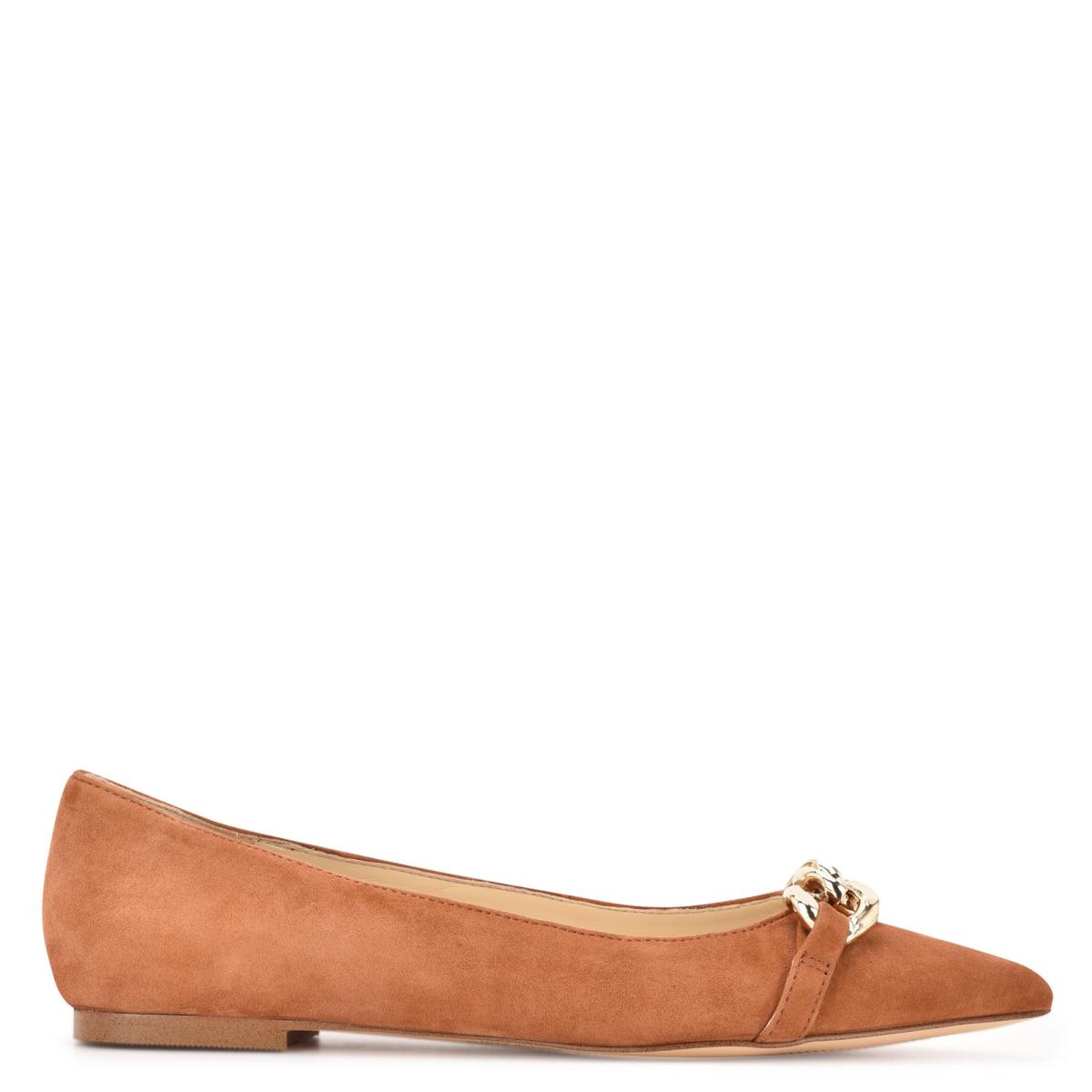 Women\'s Nine West Brinks Pointy Toe Ballet Flats Beige | FDOJ29071