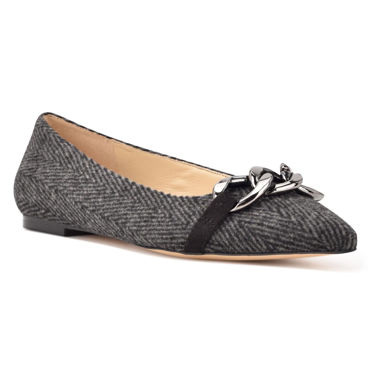 Women's Nine West Brinks Pointy Toe Ballet Flats Grey | KSQW65379