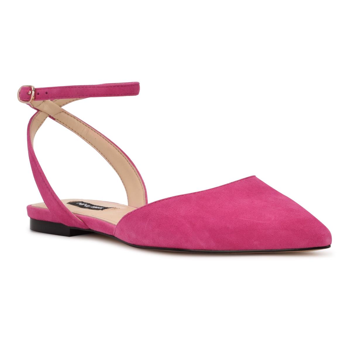 Women's Nine West Briy Pointy Toe Ballet Flats Pink | JBOL84319