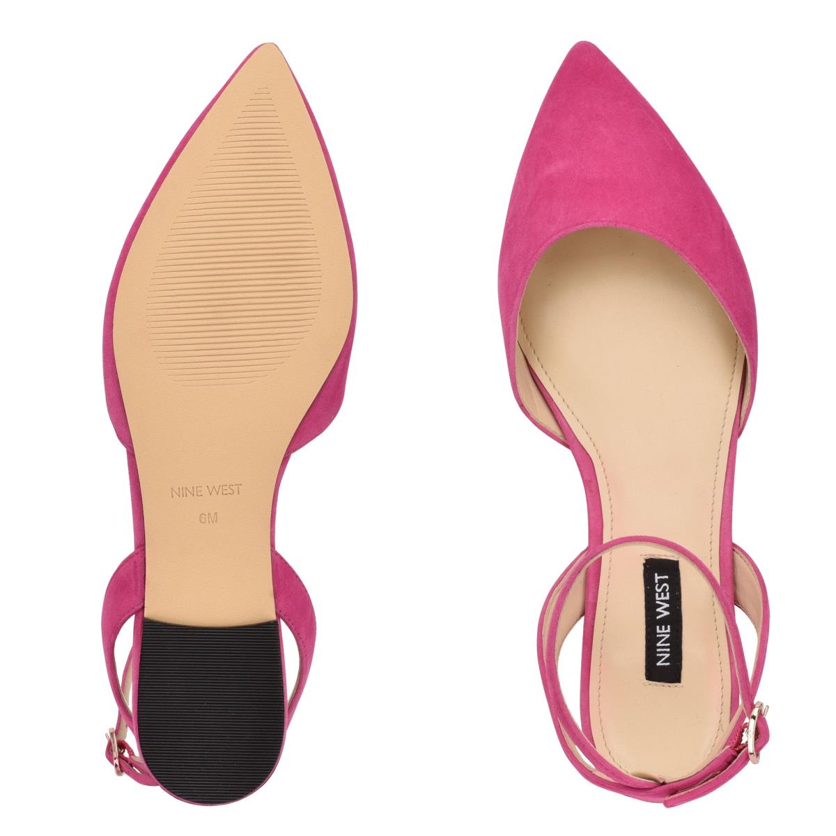 Women's Nine West Briy Pointy Toe Ballet Flats Pink | JBOL84319